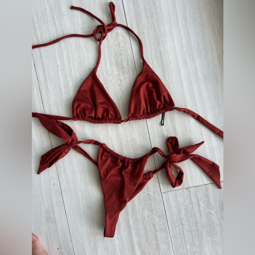 Fashion nova burnt orange sexy tie bikini